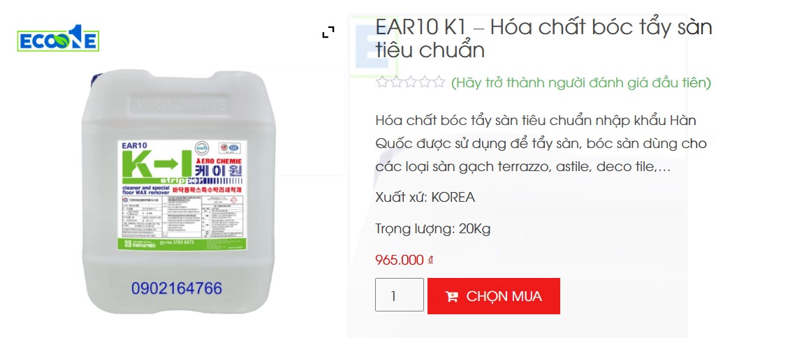 Hóa chất bóc tẩy sàn tiêu chuẩn EAR10 - K1